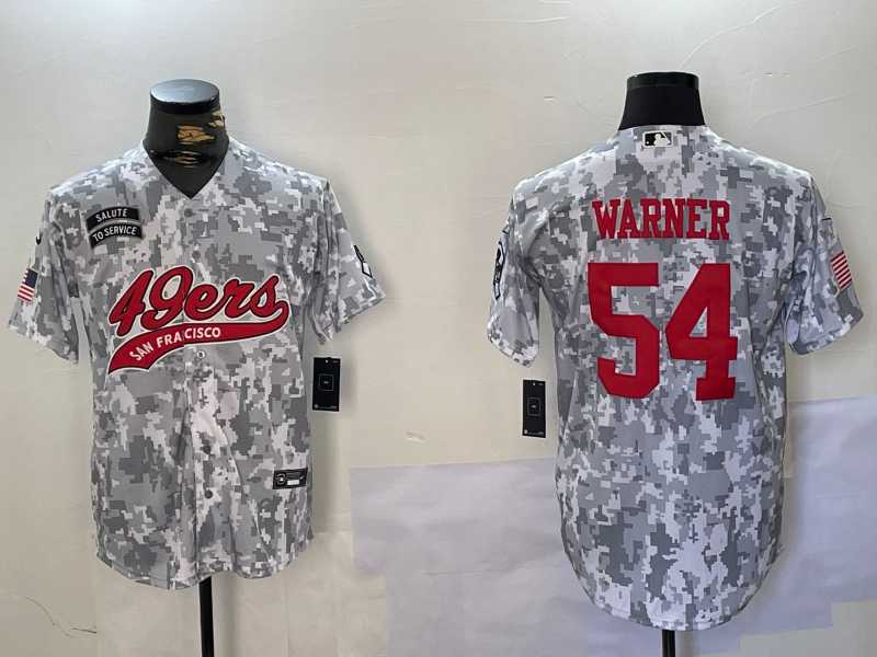 Men%27s San Francisco 49ers #54 Fred Warner Arctic Camo 2024 Salute to Service Stitched Baseball Jersey